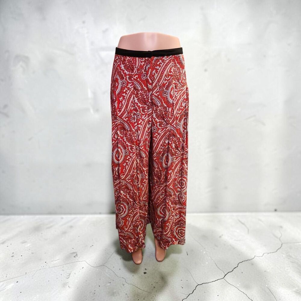 Boho Red Paisley Palazzo Pants Festival Wide Leg 6 Travel